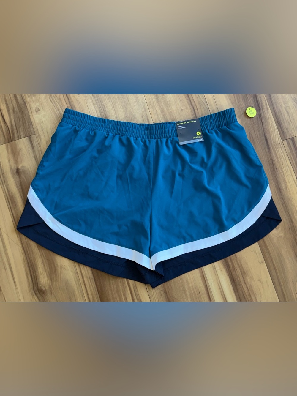 905: Xersion Teal Athletic Shorts with Navy and White Trim - XL